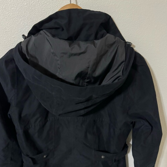The North Face Laney Trench Coat Black DryVent Cinch Waist Hood Longline X-Small - Picture 8 of 15